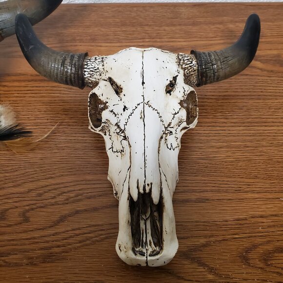 Home Decor Han Painted Southwest Bull Skull Wall Hangings - Lot of 2 - Picture 3 of 7